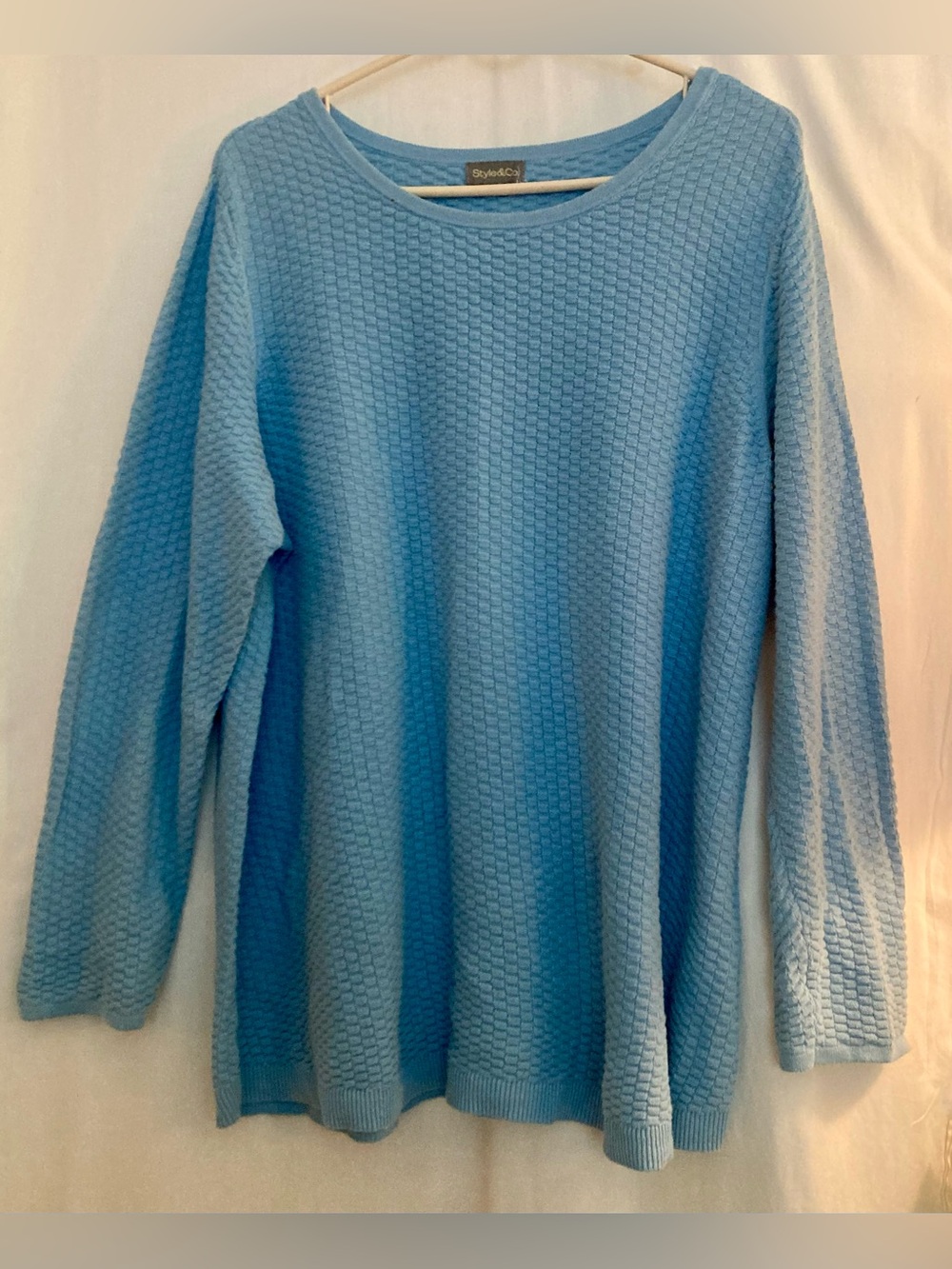 Style & Co. Light Blue Textured Crewneck Sweater Size 2X
